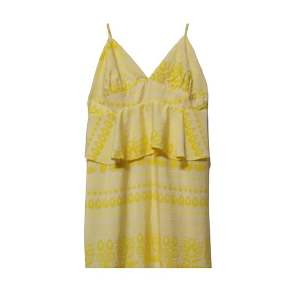 Yellow & White Sleeveless Summer Dress With Floral Pattern, Adjustable Straps. - Picture 6 of 8